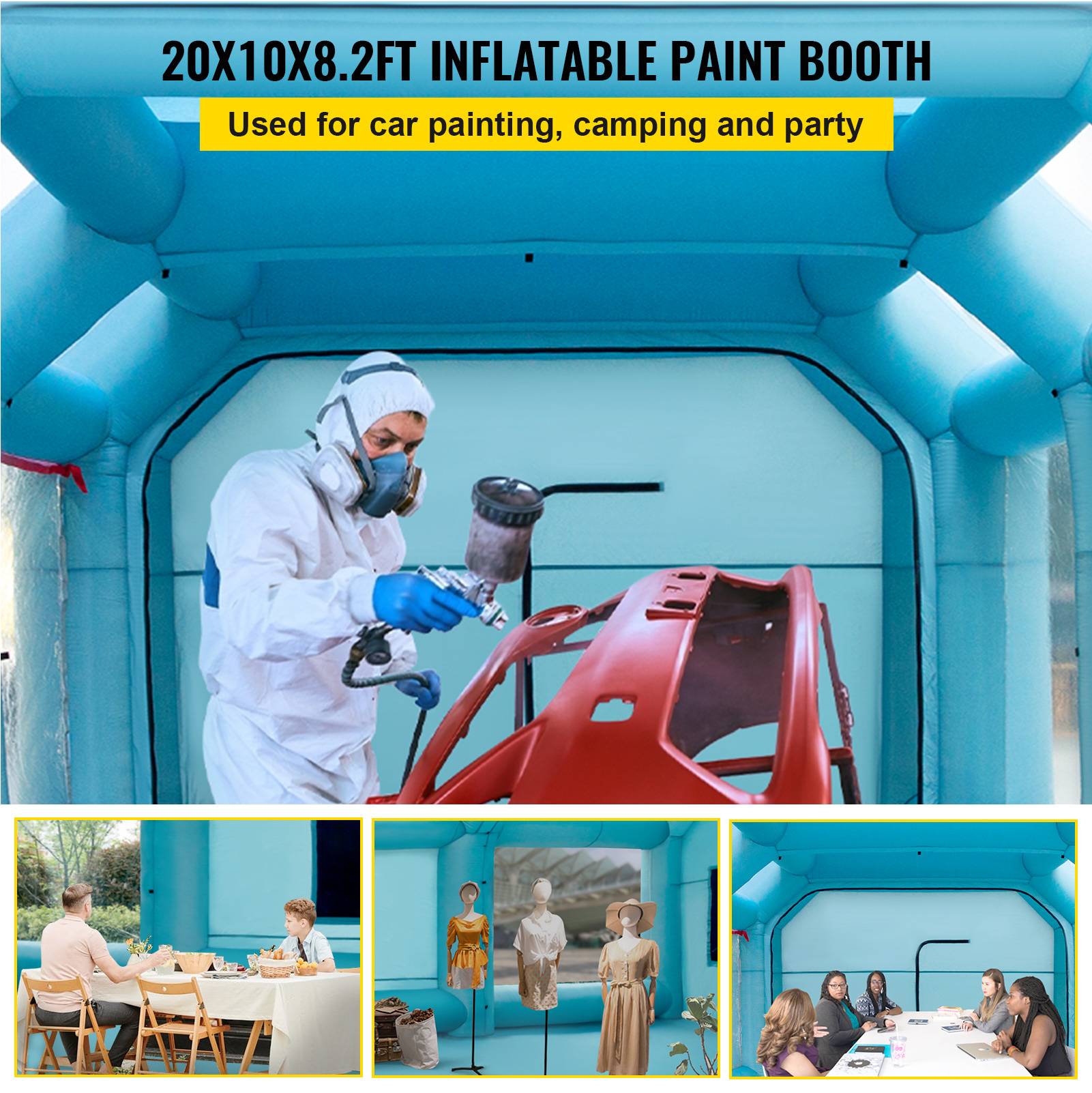 Vevor - VEVOR Cabine peinture gonflable 6x3x2.5m, Oxford 210D PVC, souffleurs 680W+330W, tunnel pour mécaniciens. - Image 2