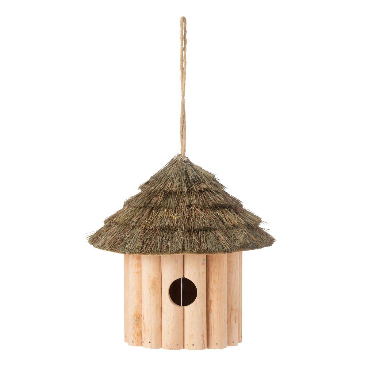 J-Line - Nichoir Suspendu en Bois "Welcome" 25cm Naturel