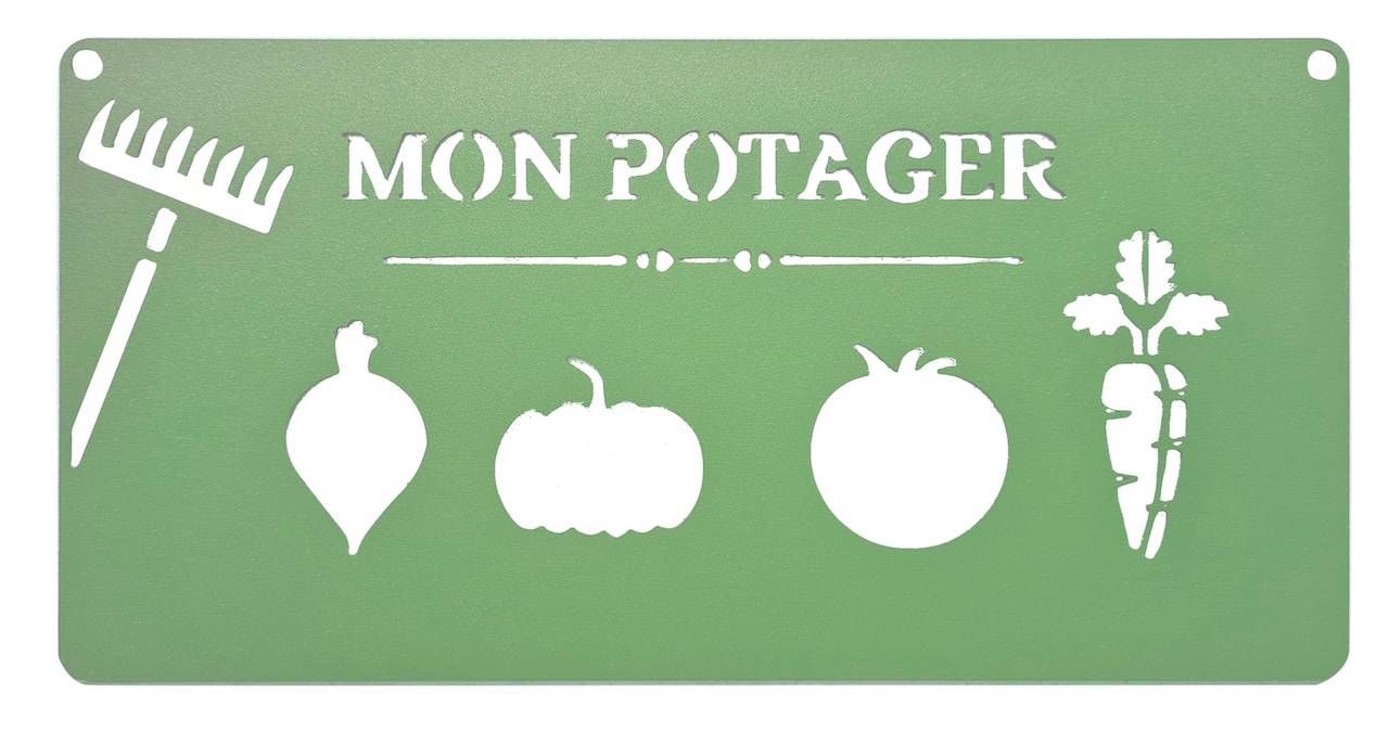 Louis Moulin - Pancarte décorative en métal "Mon potager" - 25x12,5cm - vert pâle - Louis Moulin