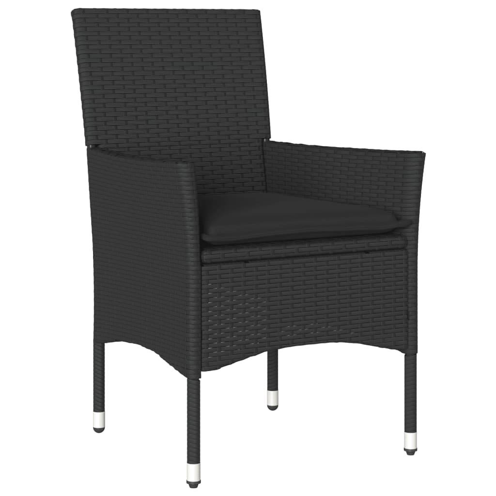 Maison Chic - Ensemble de 3 pcs table de jardin et chaises avec coussins - mobilier de jardin noir rotin acacia-JU2583 - Image 3