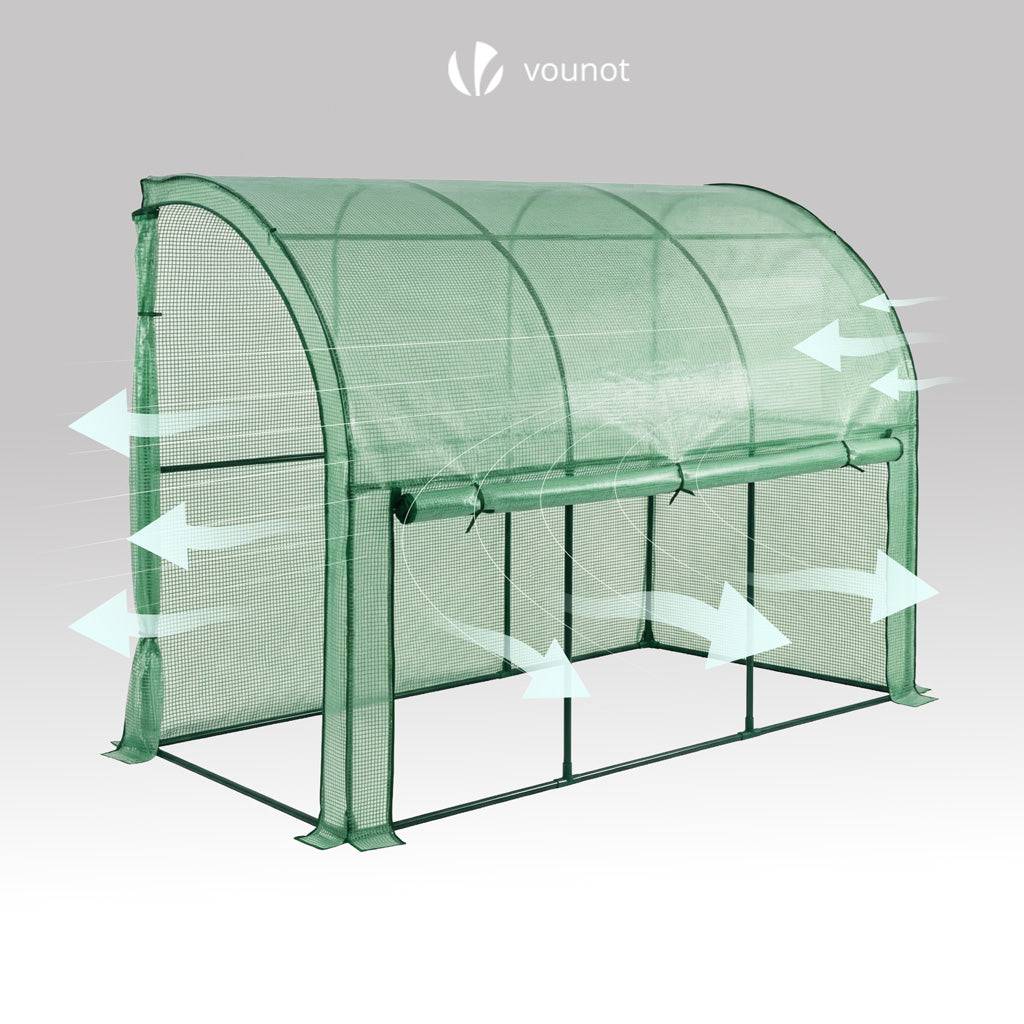 Vounot - Serre d'hivernage murale adossée 300x100x180cm vert - Bâche PE imperméable, anti-UV - Balcon, terrasse, jardin - Image 5