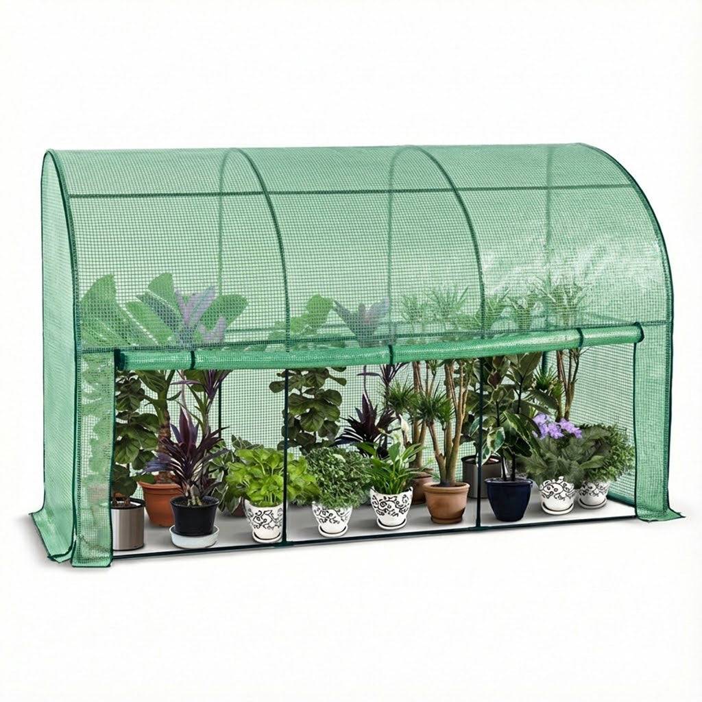 Vounot - Serre d'hivernage murale adossée 300x100x180cm vert - Bâche PE imperméable, anti-UV - Balcon, terrasse, jardin