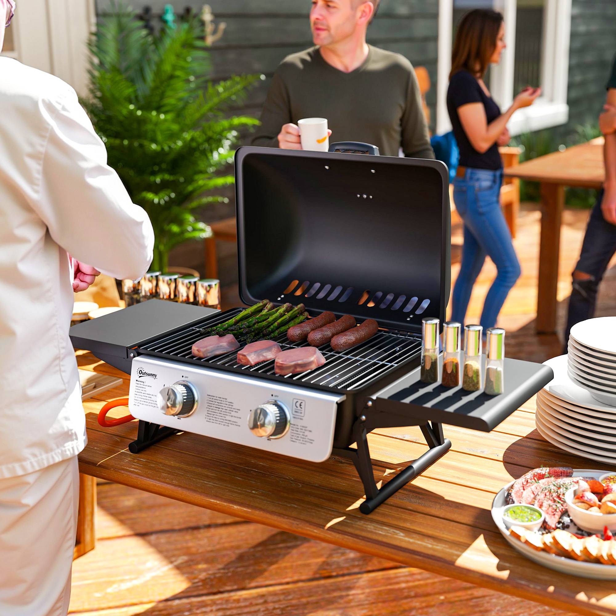Barbecue gaz de table acier noir 101 x 48 x 41 cm - PANGIVO - Image 3