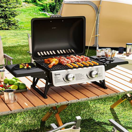 Barbecue gaz de table acier noir 101 x 48 x 41 cm - PANGIVO - Image 4