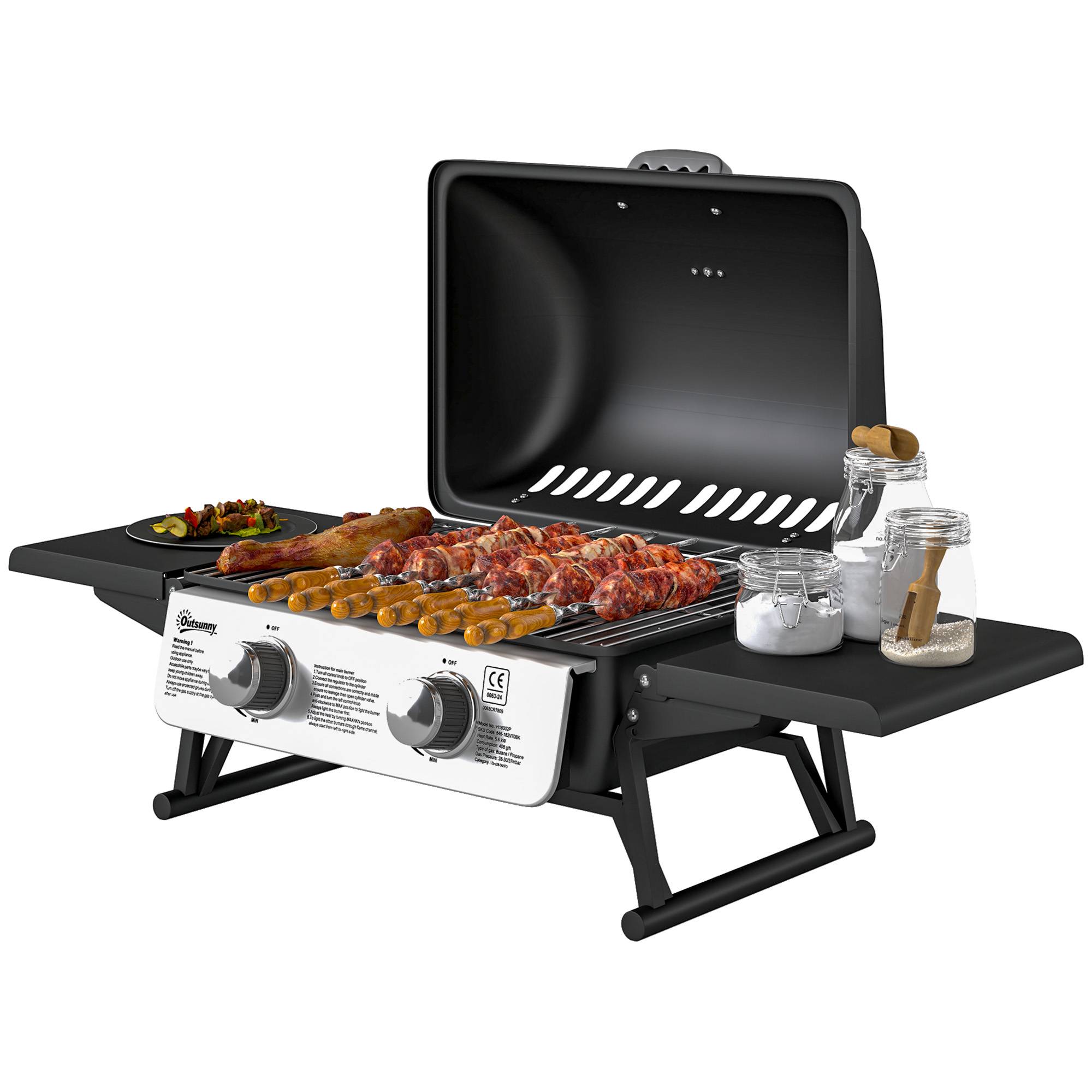 Barbecue gaz de table acier noir 101 x 48 x 41 cm - PANGIVO - Image 2