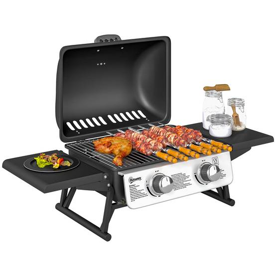 Barbecue gaz de table acier noir 101 x 48 x 41 cm - PANGIVO - Image 1