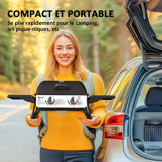 Barbecue gaz de table acier noir 101 x 48 x 41 cm - PANGIVO - Image 6