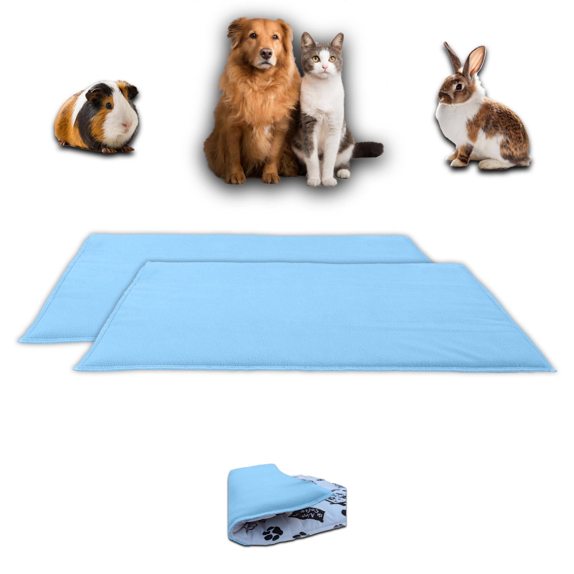 Lot de 2 - Tapis pour Cochon d'inde et Lapin en Polaire 60 x 50 cm  - Polaire Absorbant, Lavable en Machine, Economique - Neo Solvo - Image 1