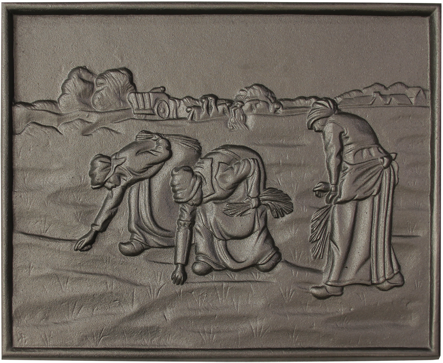 Plaque de cheminée les glaneuses Dommartin grise H. 46,5cm X L. 58,5cm - Imagen 1