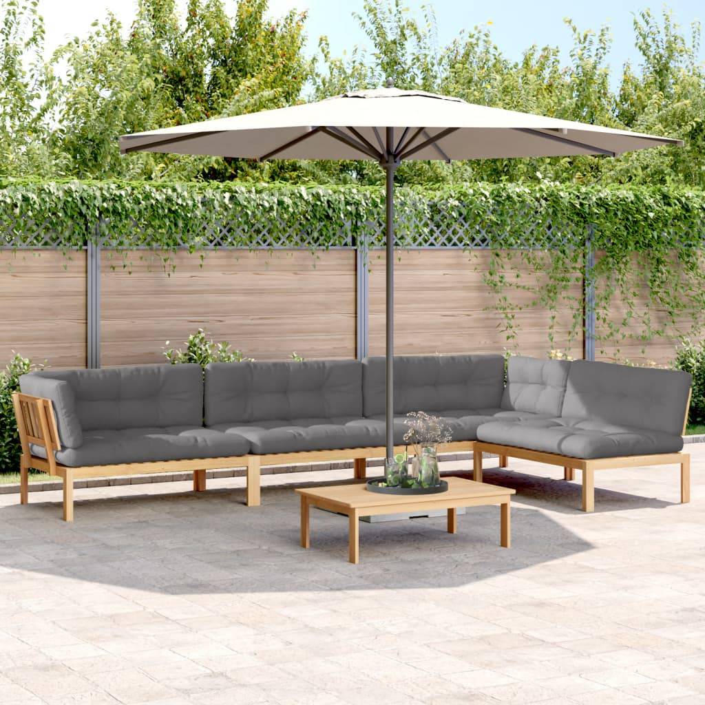 ComfortXL - Salon de Jardin Palette 5 Pièces Bois d'Acacia avec Coussins Épais pour Balcon Extérieur Brun Gris – ComfortXL Outdoor Living