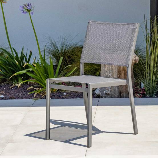 Dcb Garden - Chaise de Jardin Empilable "Stockholm" 84cm Gris Anthracite - Image 4
