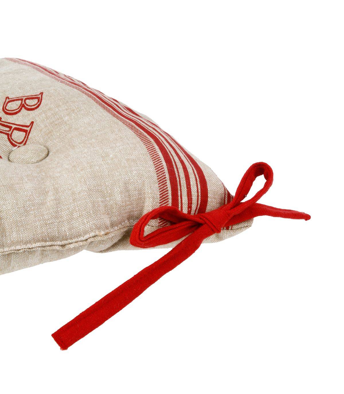 Lot de 2 Galettes de chaise en Coton Beige et Rouge 40 x 40 cm - Imagen 3