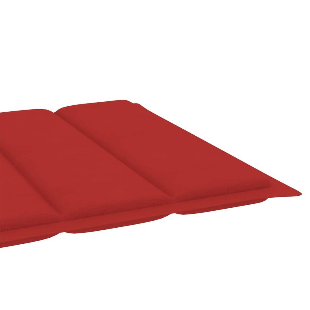 Helloshop26 - Lot de 2 transats chaise longue bain de soleil lit de jardin terrasse meuble d'extérieur avec coussin rouge bois de teck solide - Imagen 9