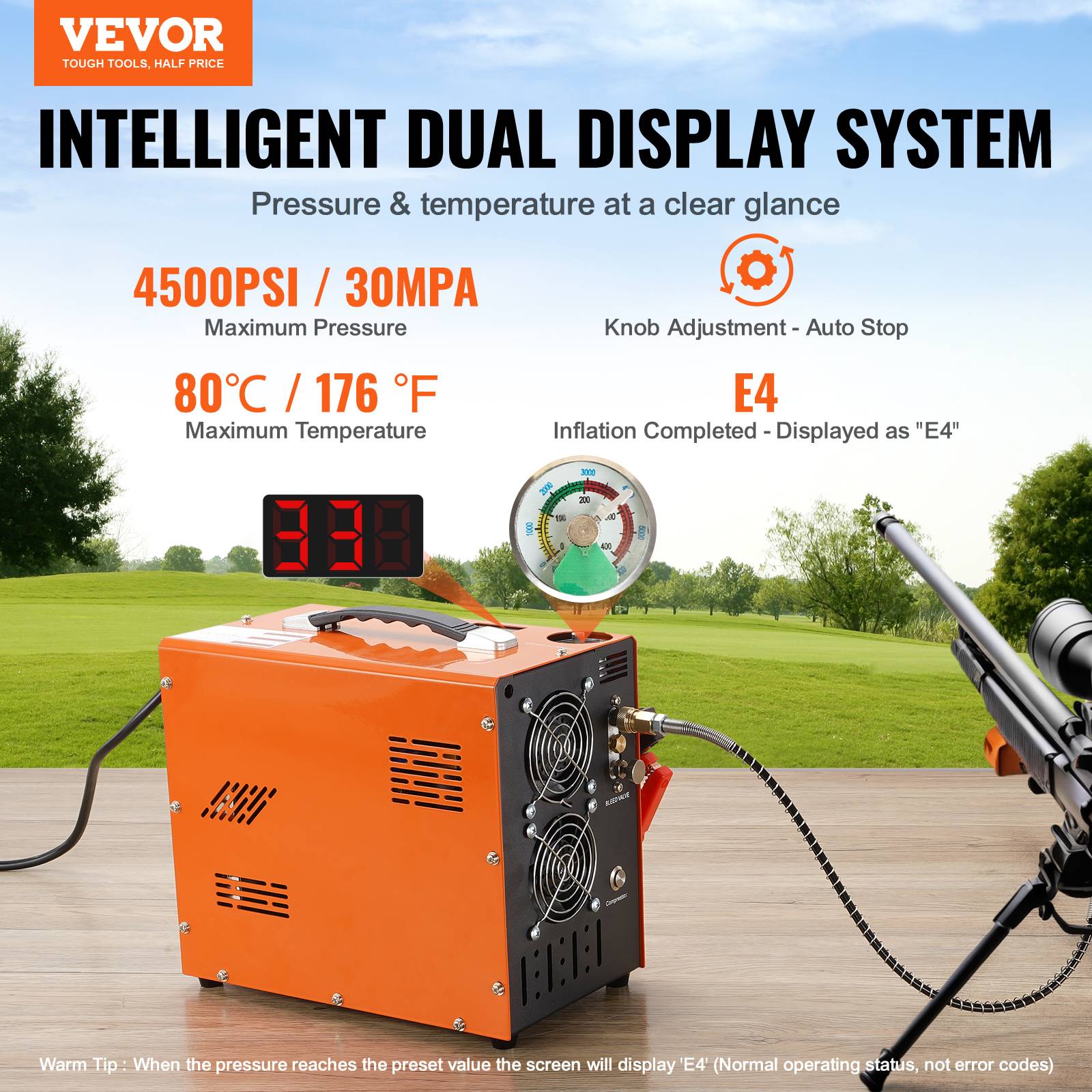 VEVOR Compresseur PCP portable 30 MPa convertisseur integre arret auto 12V 230V sans huile. - Image 2