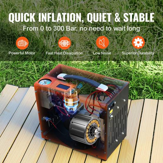 VEVOR Compresseur PCP portable 30 MPa convertisseur integre arret auto 12V 230V sans huile. - Image 3