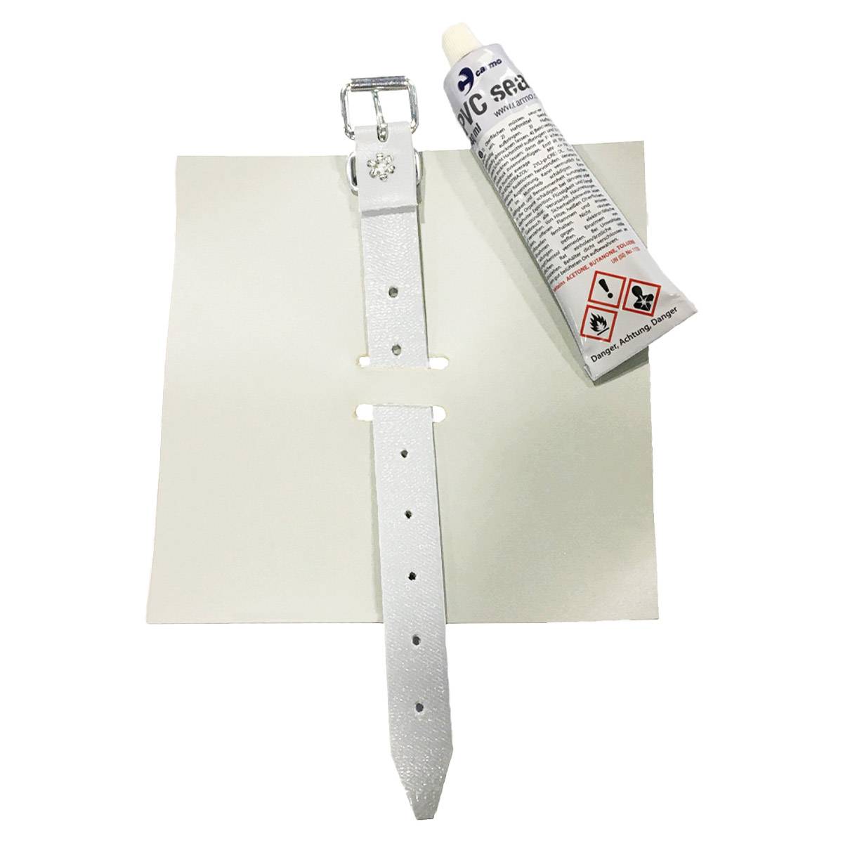 Kit de maintien pour bâche PVC Blanche MT - Qualité PRO - Mortaise + Sangle + Colle - Fixation de renfort pour bâche TECPLAST - Imagen 1