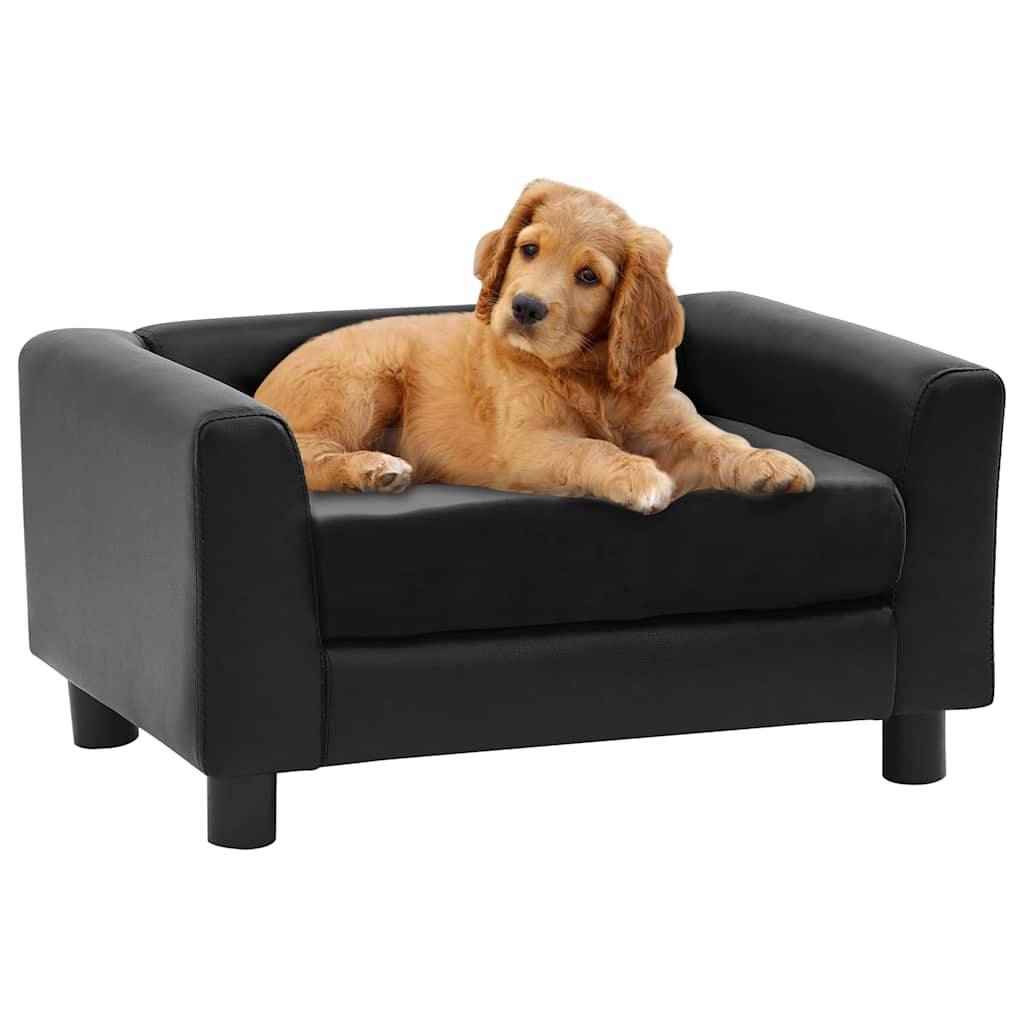 Vidaxl - Canapé pour chien Noir 60x43x30 cm Peluche et similicuir vidaXL 170960 - Imagen 1