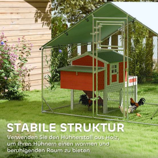 Enclos Poulailler Acier Galvanisé 6m² pour 6-8 Poules Parc Extérieur Bâche Toit 3x2m - ComfortXL Pet Living - Image 7