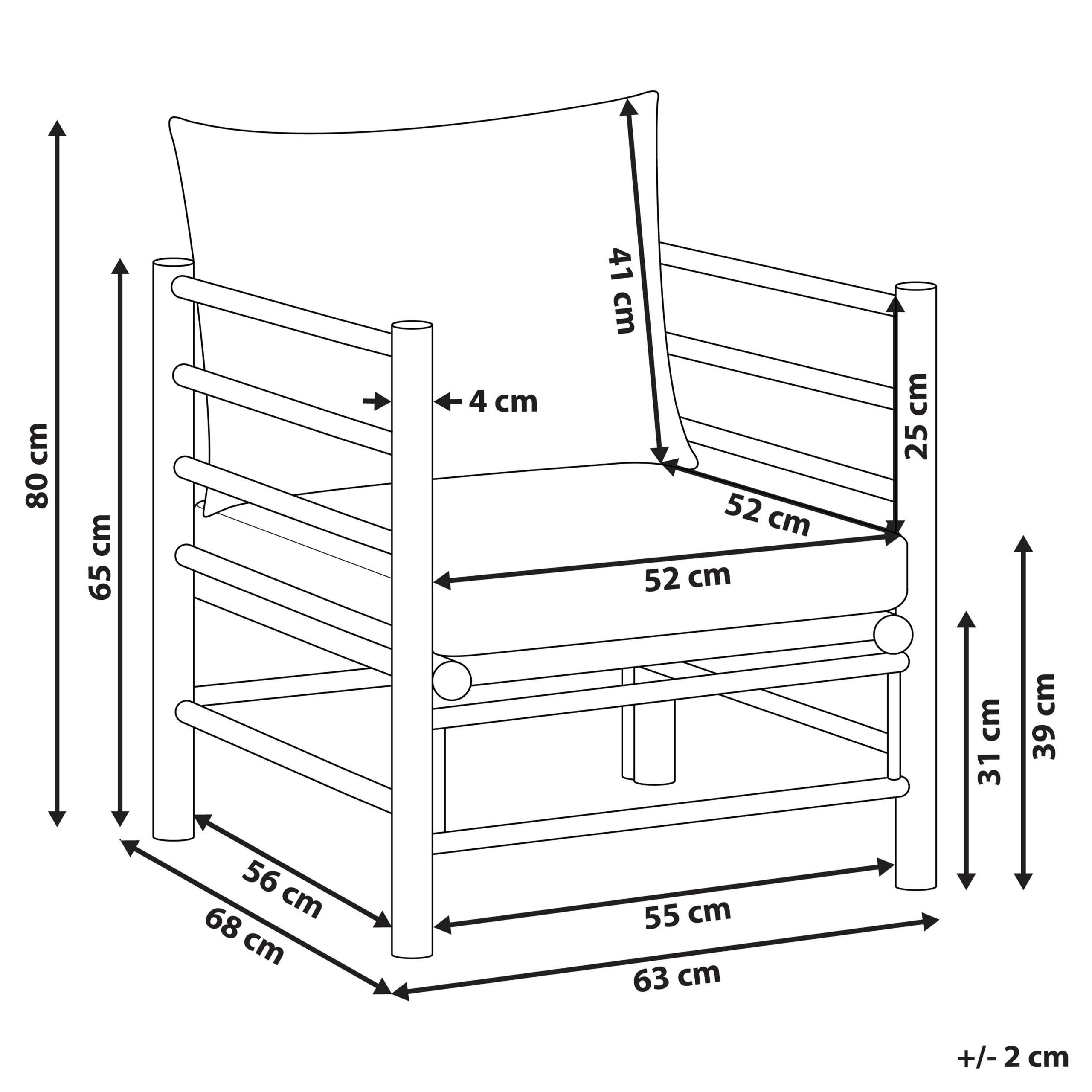 Beliani - Fauteuil Bambou Taupe CERRETO - Beliani - Imagen 3