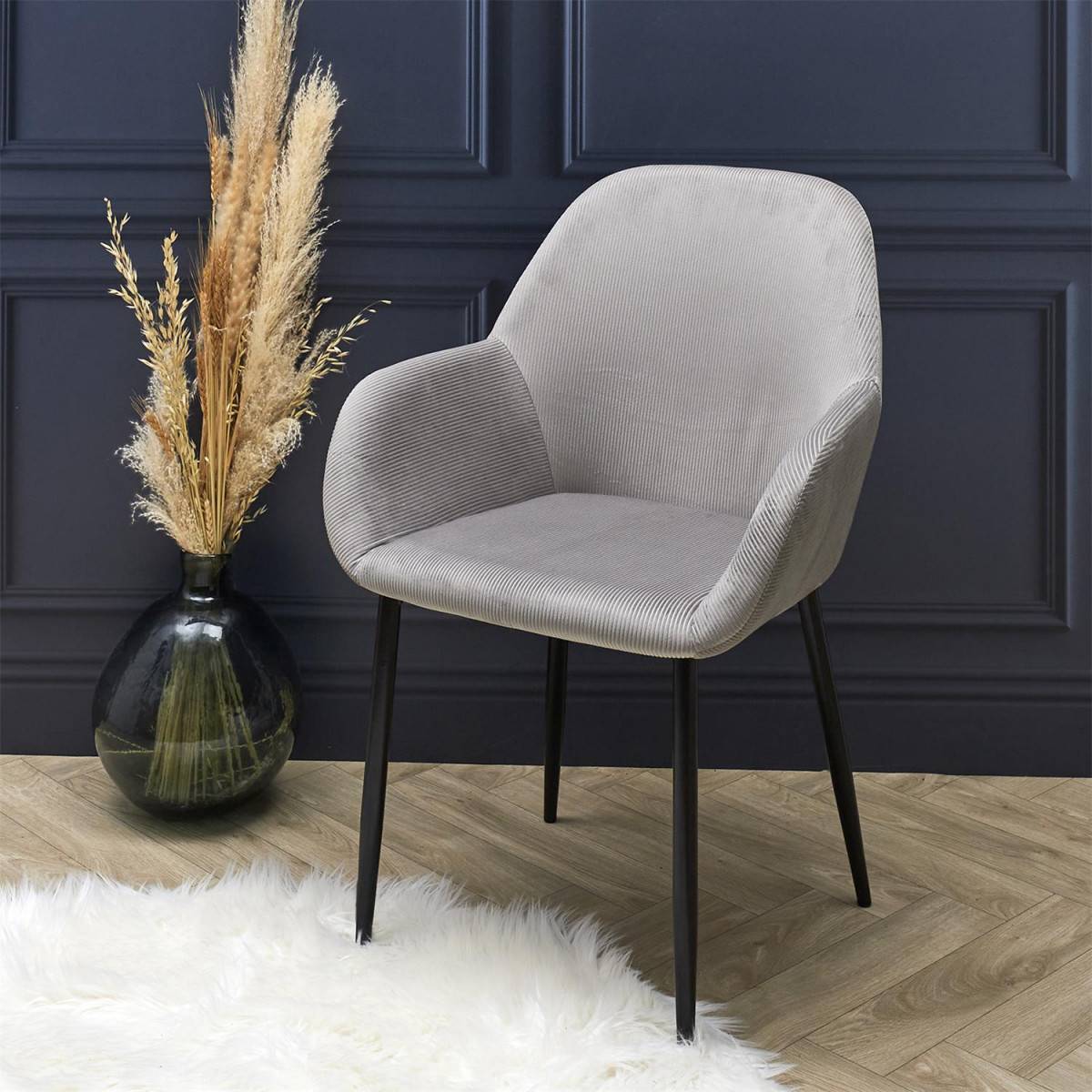 ALTOBUY - Lot de 2 Fauteuils Velours Côtelé Gris - ALESSIA - Image 8