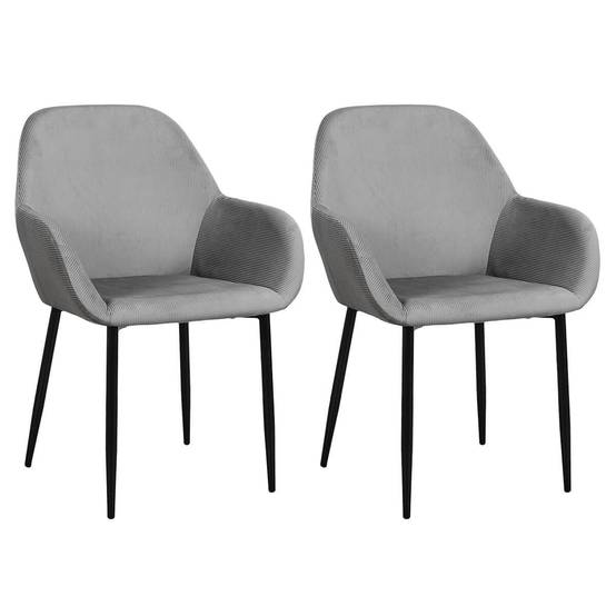 ALTOBUY - Lot de 2 Fauteuils Velours Côtelé Gris - ALESSIA - Image 1