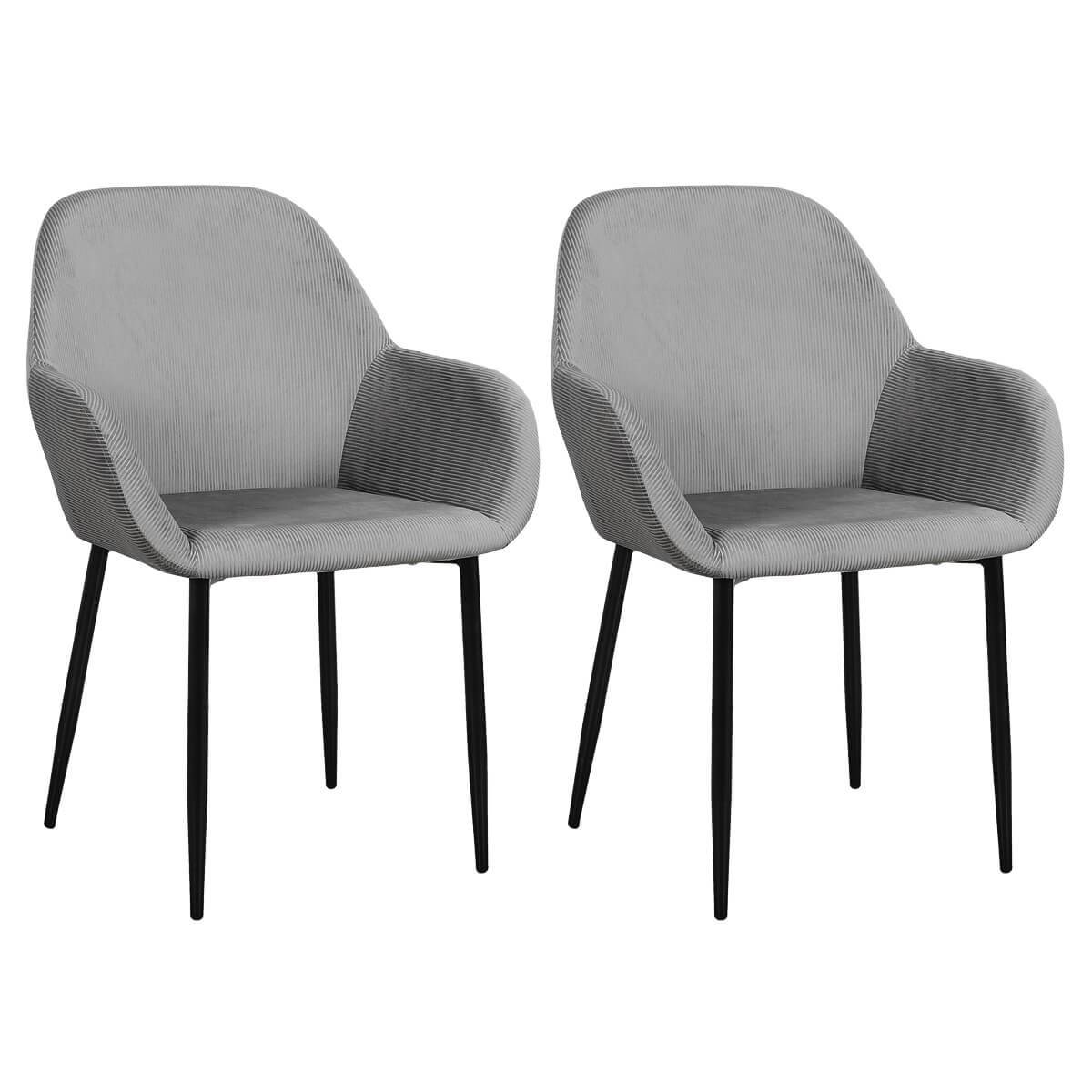 ALTOBUY - Lot de 2 Fauteuils Velours Côtelé Gris - ALESSIA - Image 1