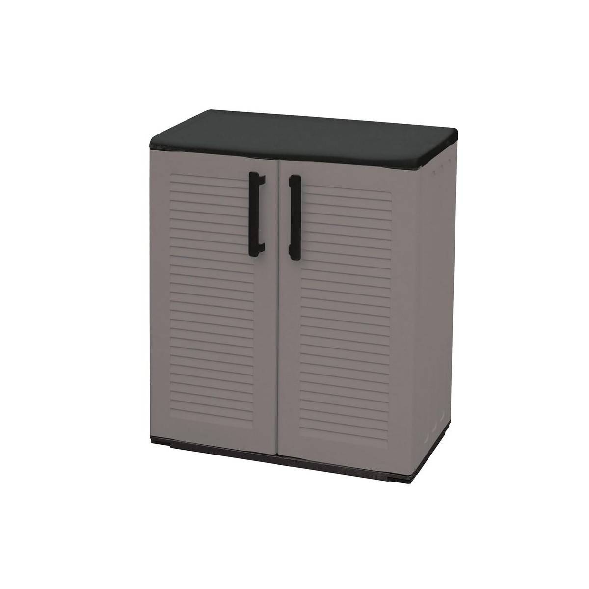 Armoire de Rangement Grise Armoire basse 2 portes Polypropylène - Meuble de rangement 68 x 37 x h84 cm ArtPlast - Image 1