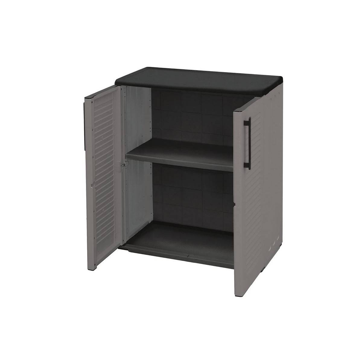 Armoire de Rangement Grise Armoire basse 2 portes Polypropylène - Meuble de rangement 68 x 37 x h84 cm ArtPlast - Image 8