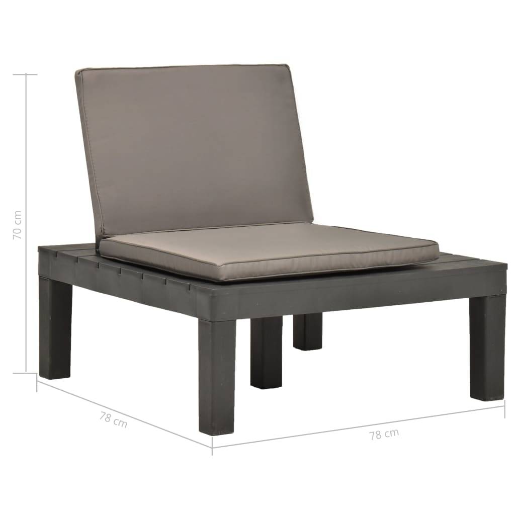 Chaise de salon de jardin plastique anthracite 78 x 78 x 70 cm - PANGIVO - Image 7