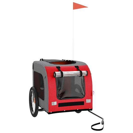 Remorque de vélo pour animaux tissu Oxford et fer rouge et gris 69 x 133.5 x 73.5 cm - PANGIVO - Image 3