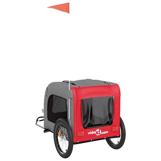 Remorque de vélo pour animaux tissu Oxford et fer rouge et gris 69 x 133.5 x 73.5 cm - PANGIVO - Image 8