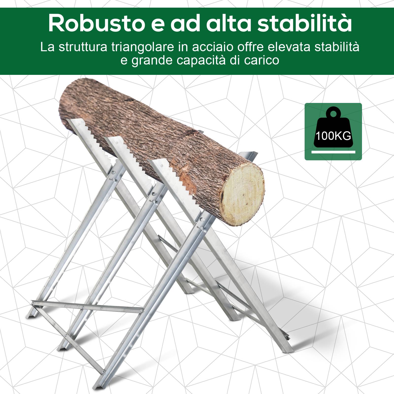 ComfortXL - Chevalet de sciage pliant en métal argenté 83 x 83 x 79 cm pour couper du bois avec supports crantés antiglisse - Image 4