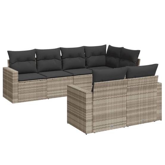 Salon de jardin bas 7 pièces Résine Tressée Gris Clair avec Coffres de Rangement – ComfortXL Outdoor Living - Image 2
