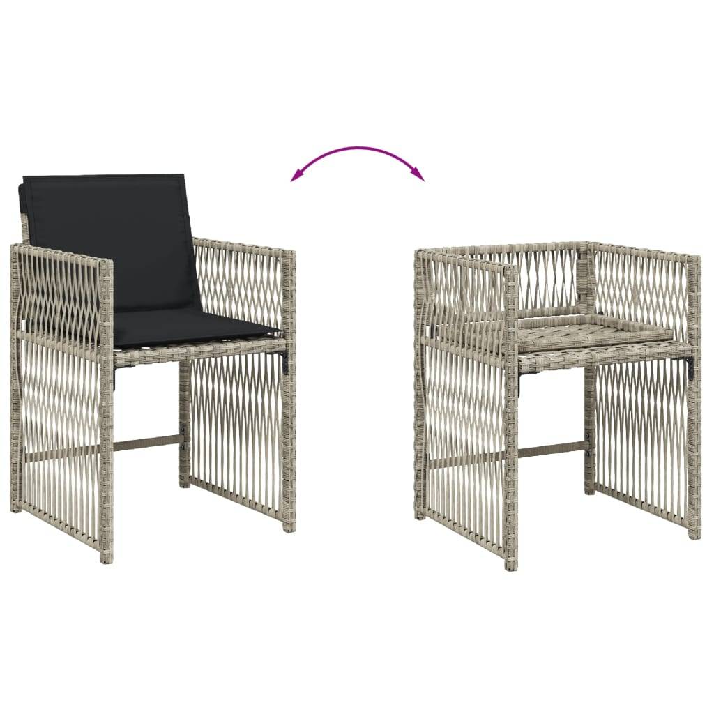 Salon de jardin 4 personnes résine tressée 4 chaises encastrables gris clair – ComfortXL Outdoor Living - Image 5