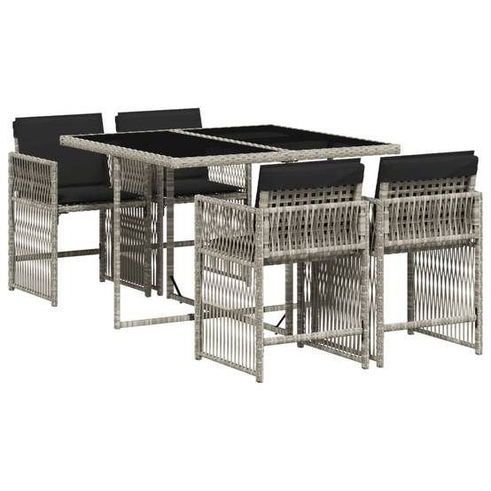 Salon de jardin 4 personnes résine tressée 4 chaises encastrables gris clair – ComfortXL Outdoor Living - Image 2