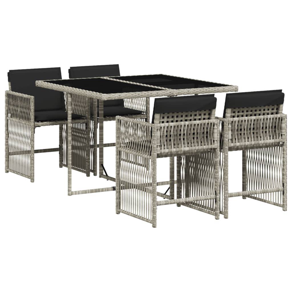 Salon de jardin 4 personnes résine tressée 4 chaises encastrables gris clair – ComfortXL Outdoor Living - Image 2