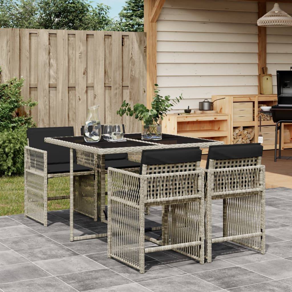 Salon de jardin 4 personnes résine tressée 4 chaises encastrables gris clair – ComfortXL Outdoor Living - Image 1