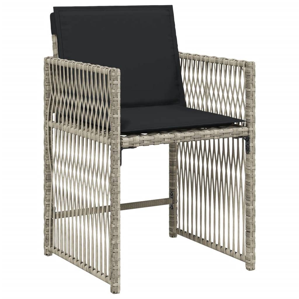 Salon de jardin 4 personnes résine tressée 4 chaises encastrables gris clair – ComfortXL Outdoor Living - Image 4