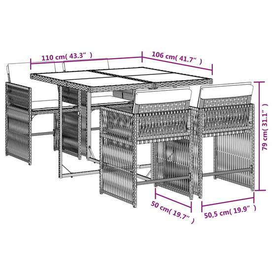Salon de jardin 4 personnes résine tressée 4 chaises encastrables gris clair – ComfortXL Outdoor Living - Image 8