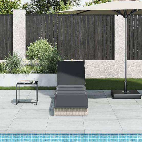 Hl130 Bain de soleil - Transat pliante coussin et rangement gris clair ...