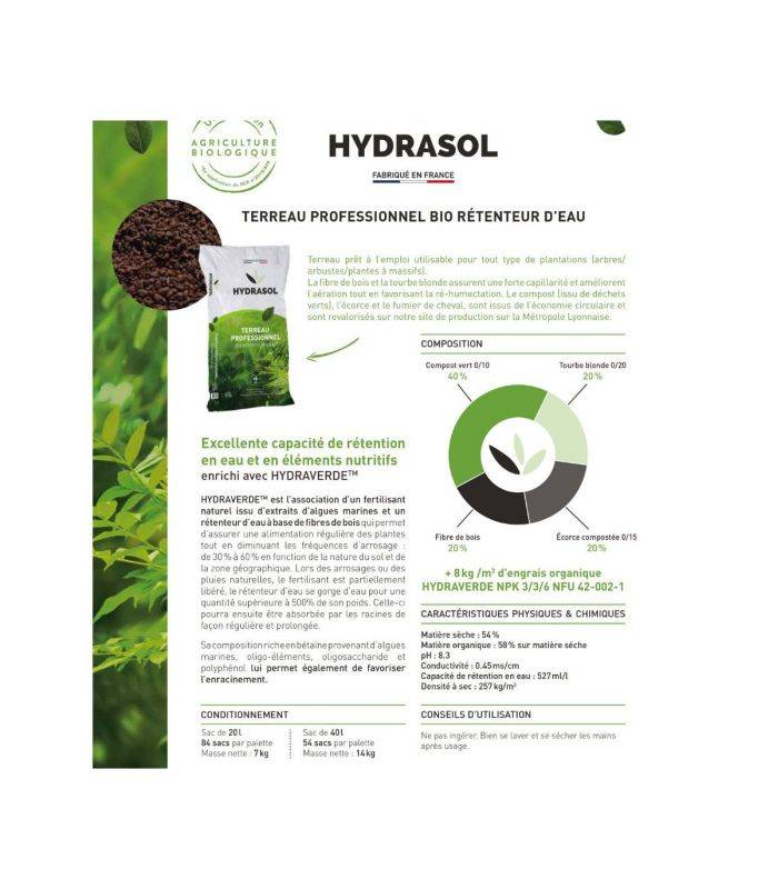 Terreau plantation Hydrasol, 84 sacs de 20 litres - PRO152-84x20 - Image 5