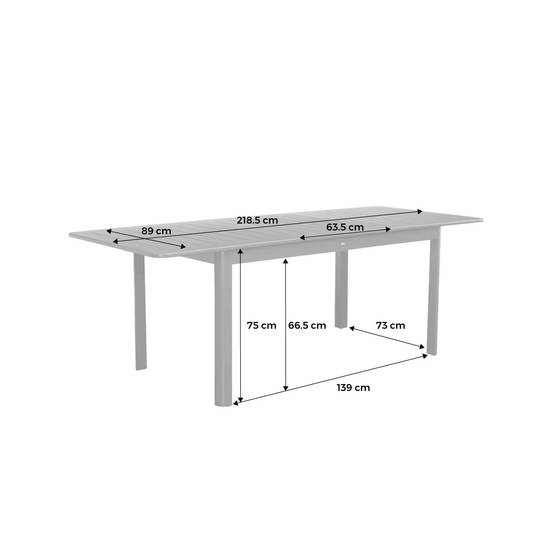 sweeek - Table de jardin anthracite SEATTLE extensible aluminium. 6 places. 155 / 218.5 x 89 x 75 cm | sweeek - Image 4