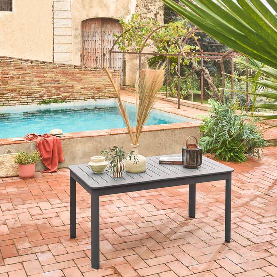 sweeek - Table de jardin anthracite SEATTLE extensible aluminium. 6 places. 155 / 218.5 x 89 x 75 cm | sweeek - Image 7