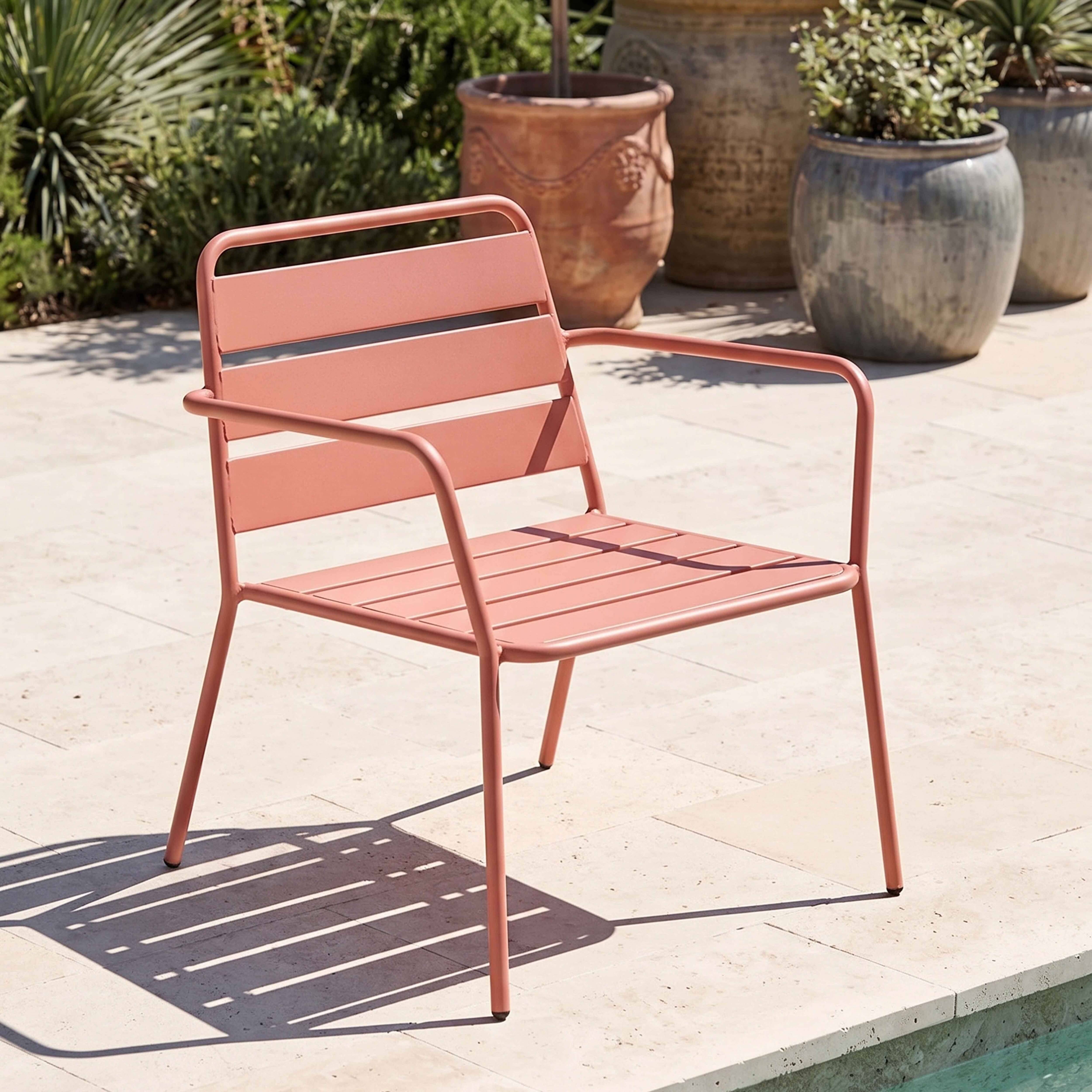 Oviala - Fauteuil bas de jardin en métal argile Palavas - Oviala - Imagen 2