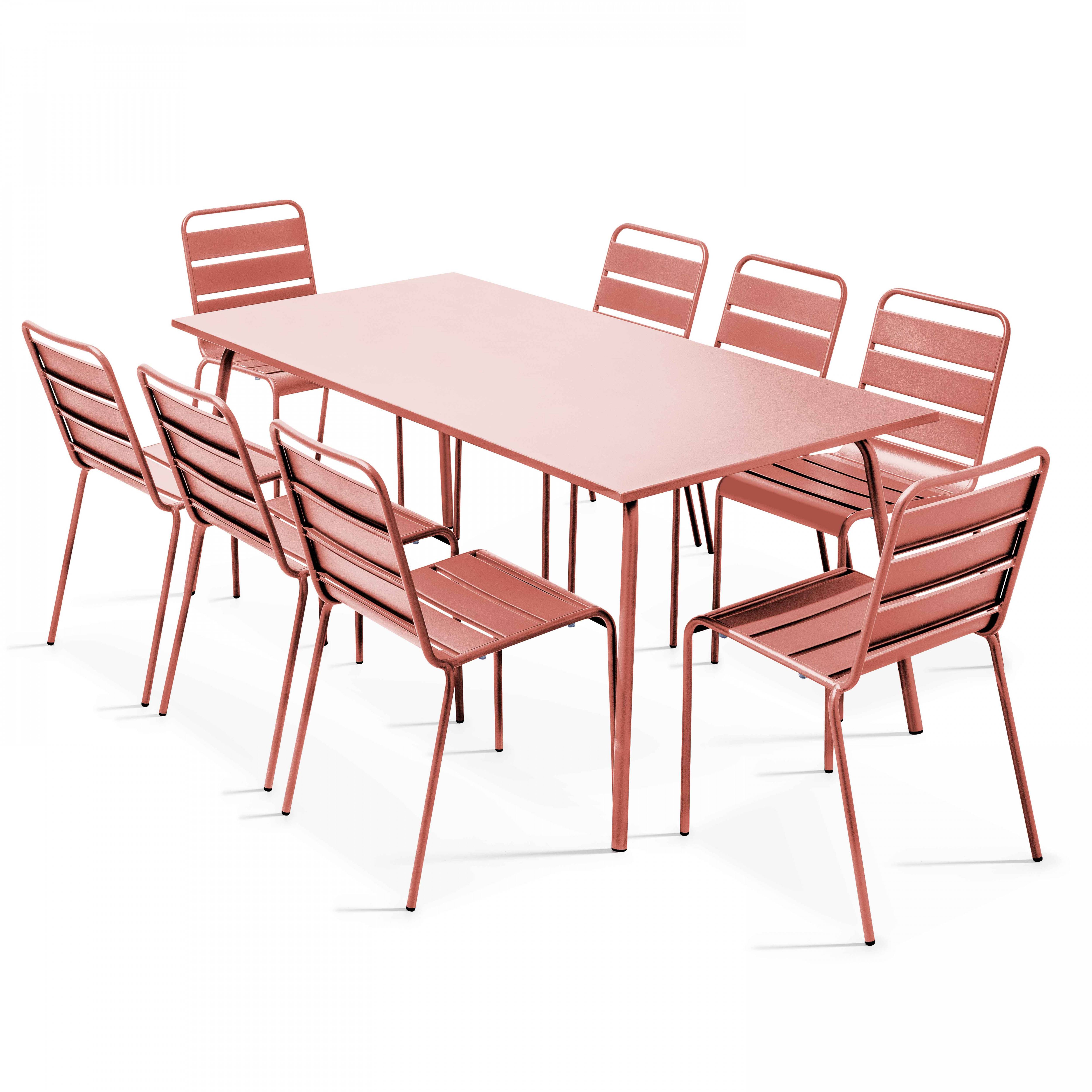 Oviala - Ensemble table de jardin et 8 chaises en métal argile Palavas - Oviala - Image 1