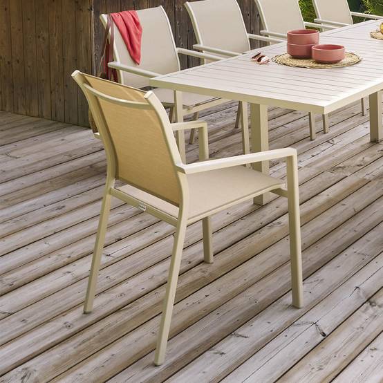 Hesperide - Fauteuil de jardin empilable "Essentia" lin & argile en aluminium traité en epoxy Hespéride - Image 1