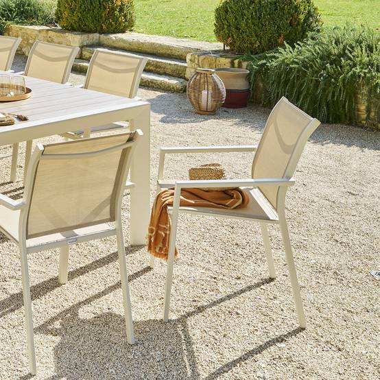 Hesperide - Fauteuil de jardin empilable "Essentia" lin & argile en aluminium traité en epoxy Hespéride - Image 3