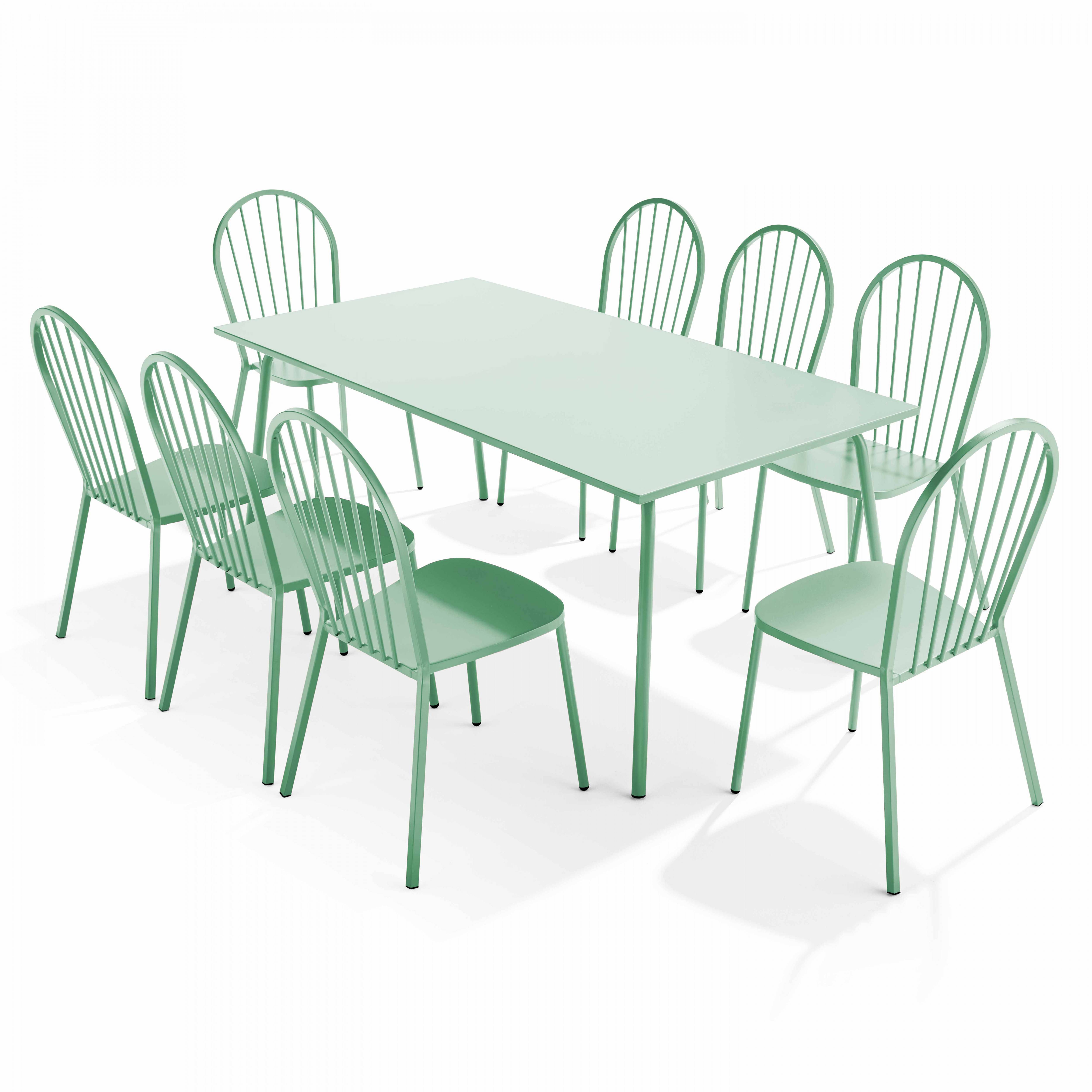 Oviala - Ensemble table de jardin et 8 chaises bistrot en acier vert sauge Palavas - Oviala - Imagen 1
