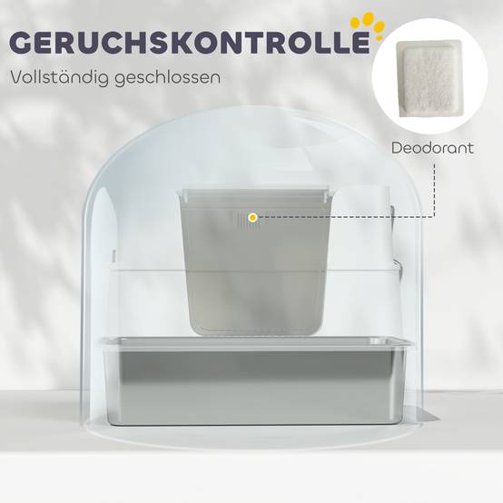 Maison de toilette acier plastique pour intérieur double entrée bac XL 60cm gris - ComfortXL Outdoor Living - Image 9