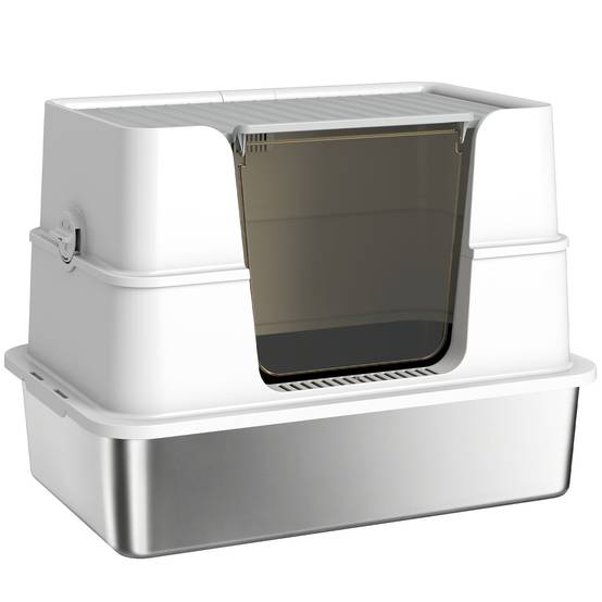 Maison de toilette acier plastique pour intérieur double entrée bac XL 60cm gris - ComfortXL Outdoor Living - Image 2